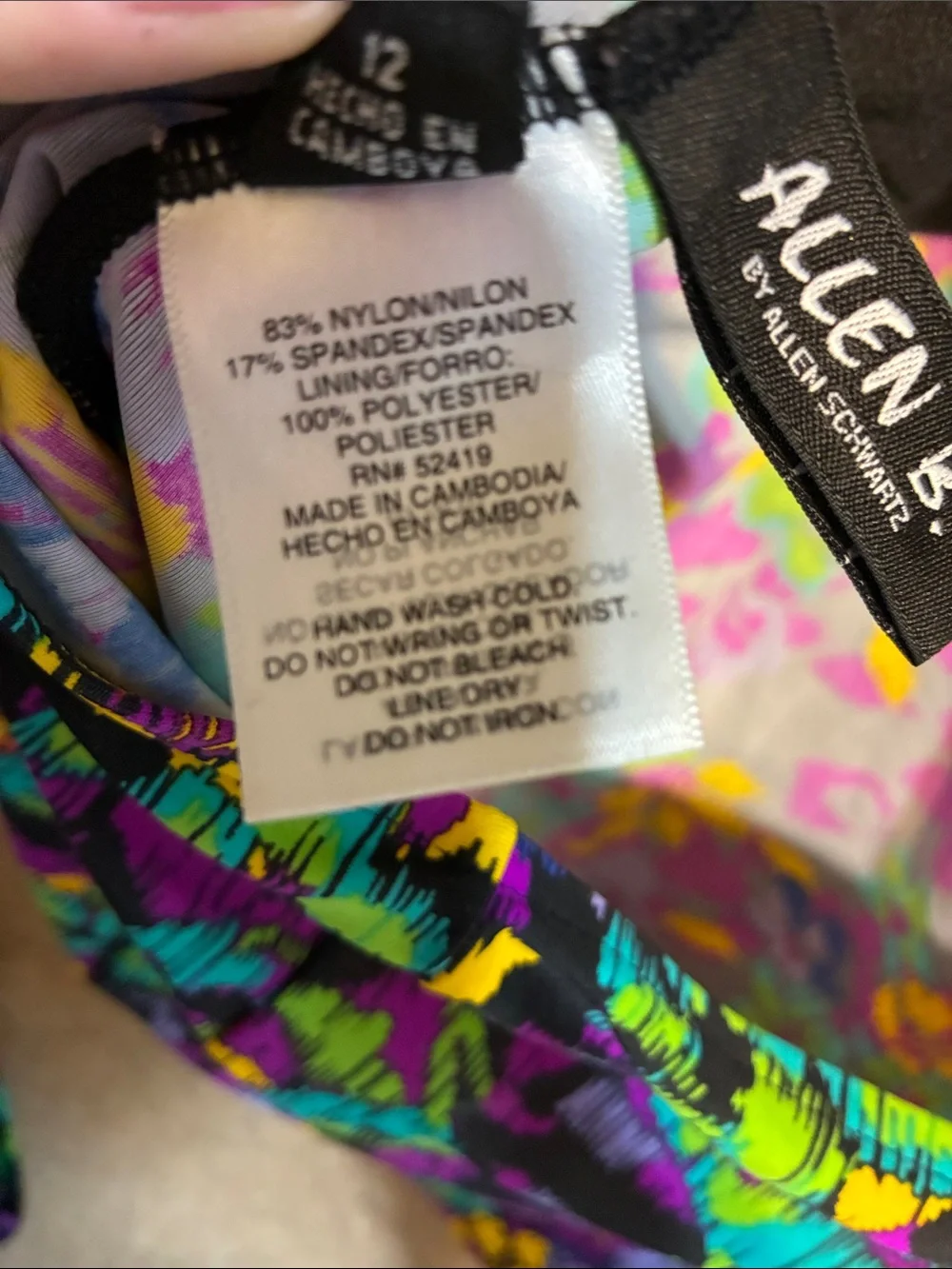Allen B Vibrant Floral Tankini Set in Purple, Teal & Yellow Top- 12 Bottom- 10 - Picture 7 of 14